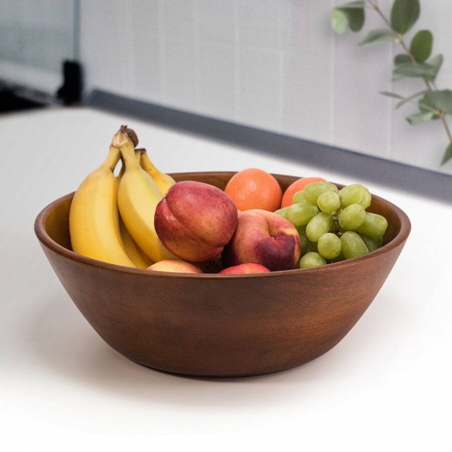 Woodluv Large 30 cm Mango Wood Decorative Salad Serving Bowl