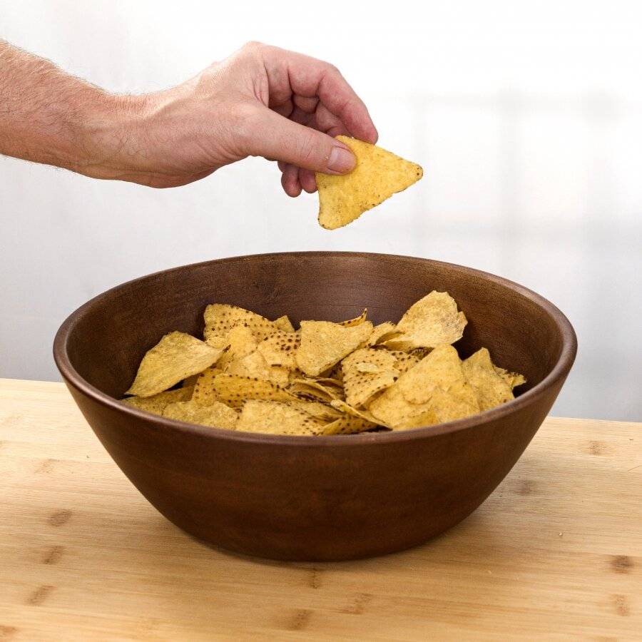 Woodluv Large 30 cm Mango Wood Decorative Salad Serving Bowl