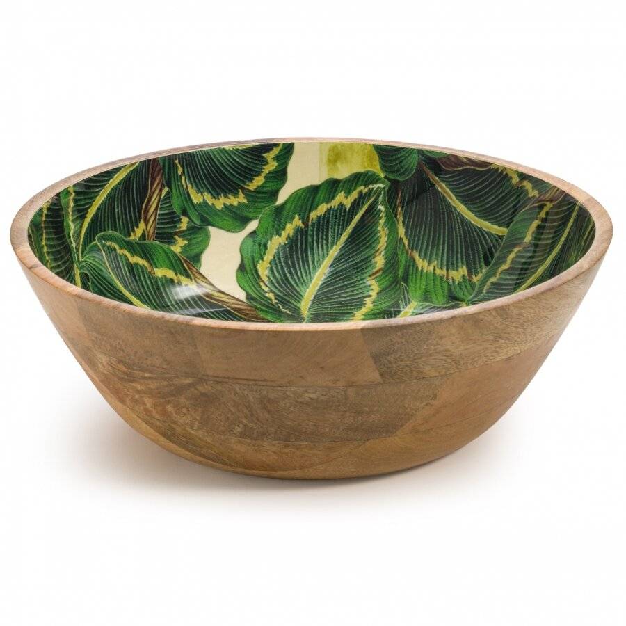 Woodluv Large 30 cm Mango Wood Decorative Salad Serving Bowl