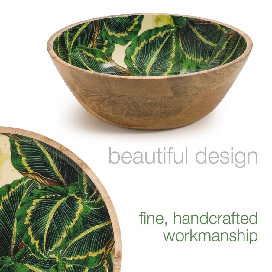 Woodluv Large 30 cm Mango Wood Decorative Salad Serving Bowl