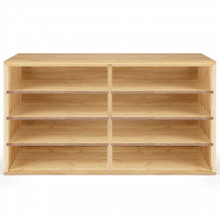 Woodluv Large Bamboo A4 Size Document Organizer With 8 Compartments