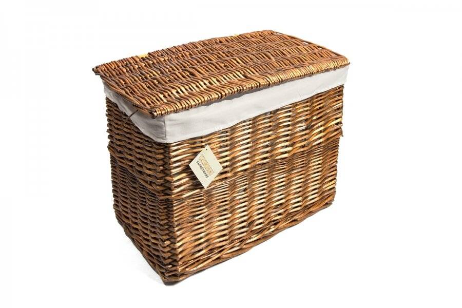 Woodluv Medium Wicker Storage Trunk With Lid & Removable Lining, Brown