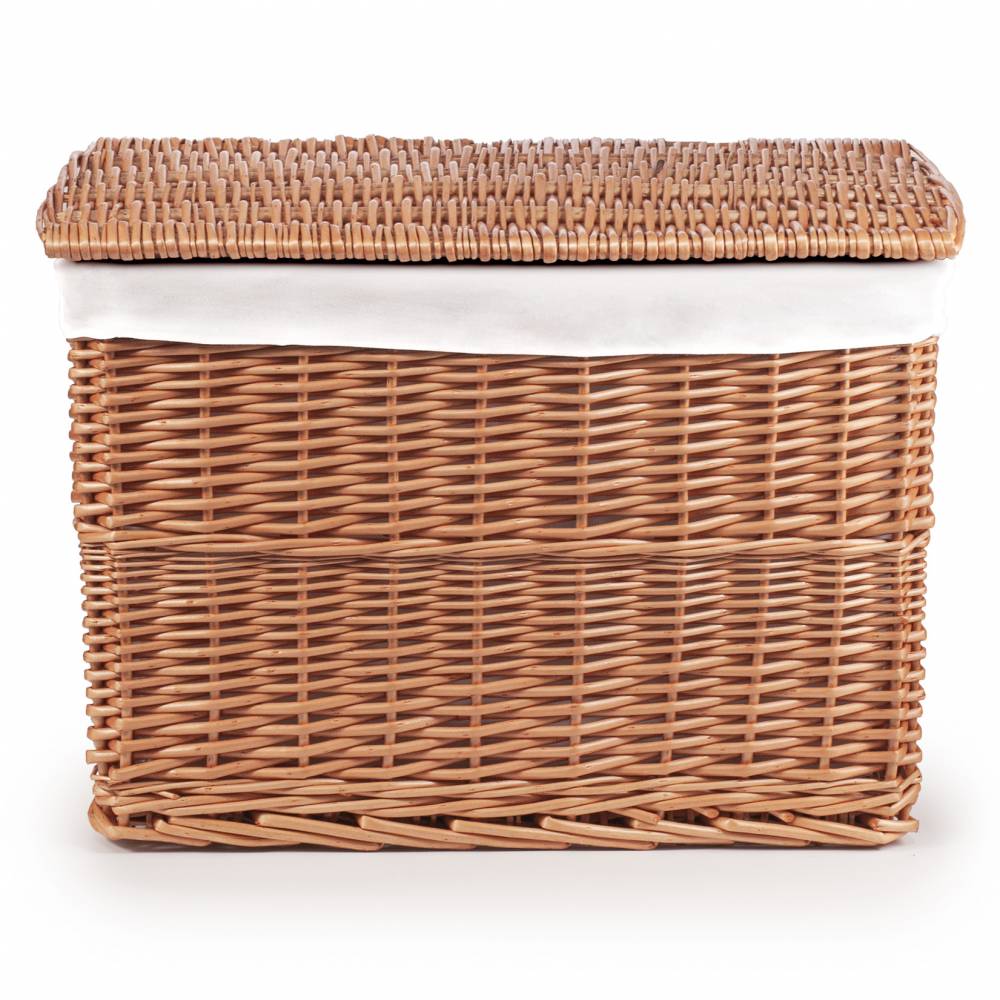Woodluv Medium Wicker Storage Trunk With Lid & Removable Lining, Brown