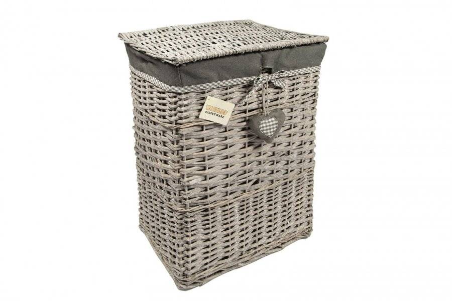 Woodluv Grey Wicker laundry Basket