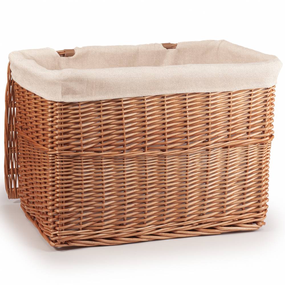 Woodluv Large Handwoven Natural Wicker Lined Storage Trunk With Lid