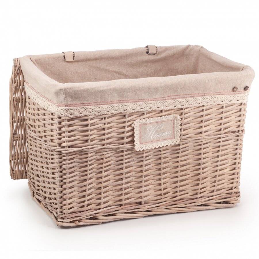 Woodluv Large Handwoven Natural Wicker Lined Storage Trunk With Lid