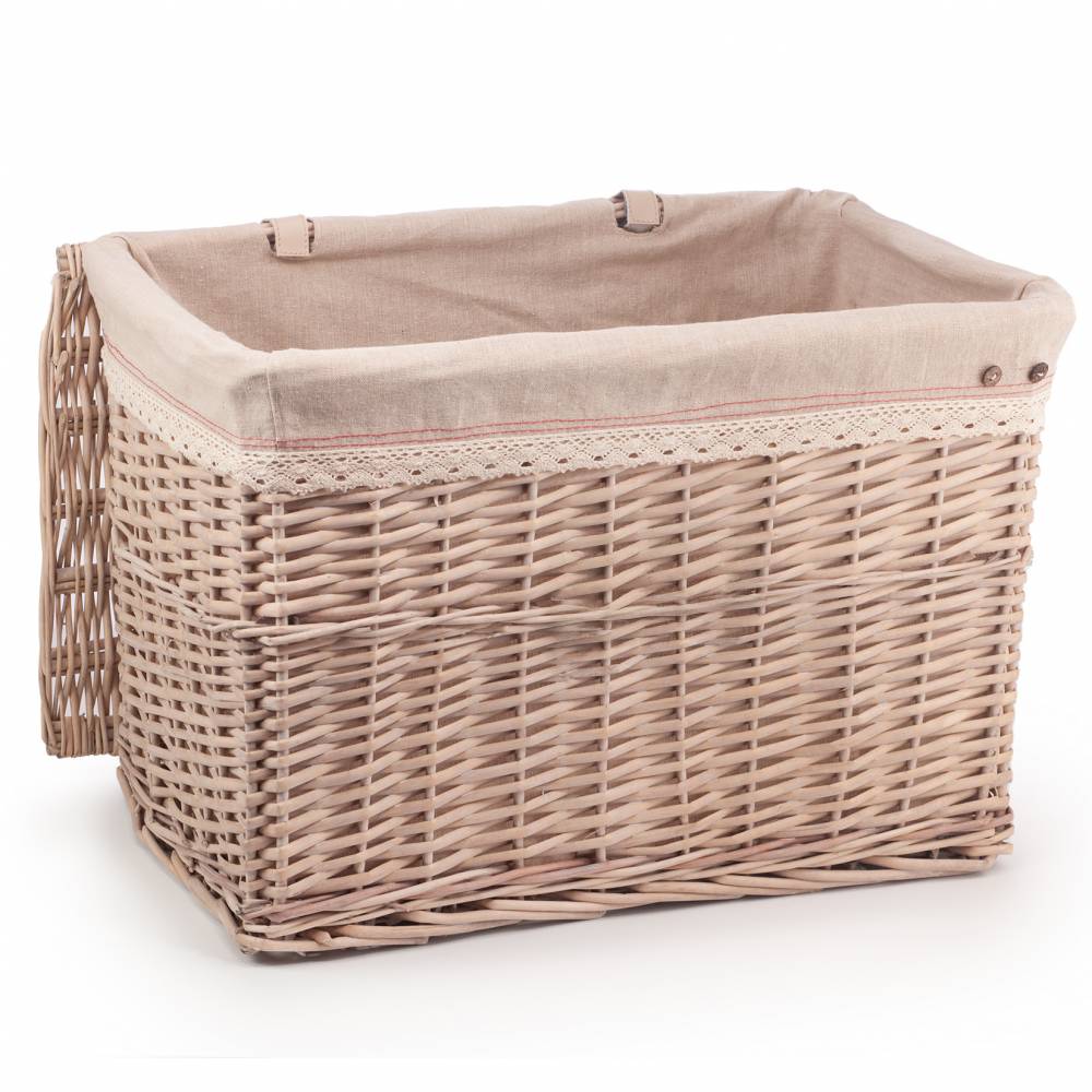 Woodluv Large Handwoven Natural Wicker Lined Storage Trunk With Lid