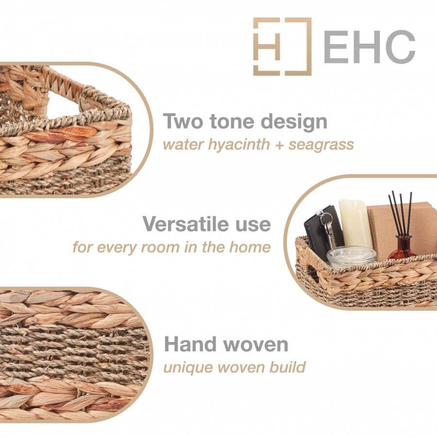 Woodluv Large Handwoven Seagrass & Water Hyacinth Storage Basket