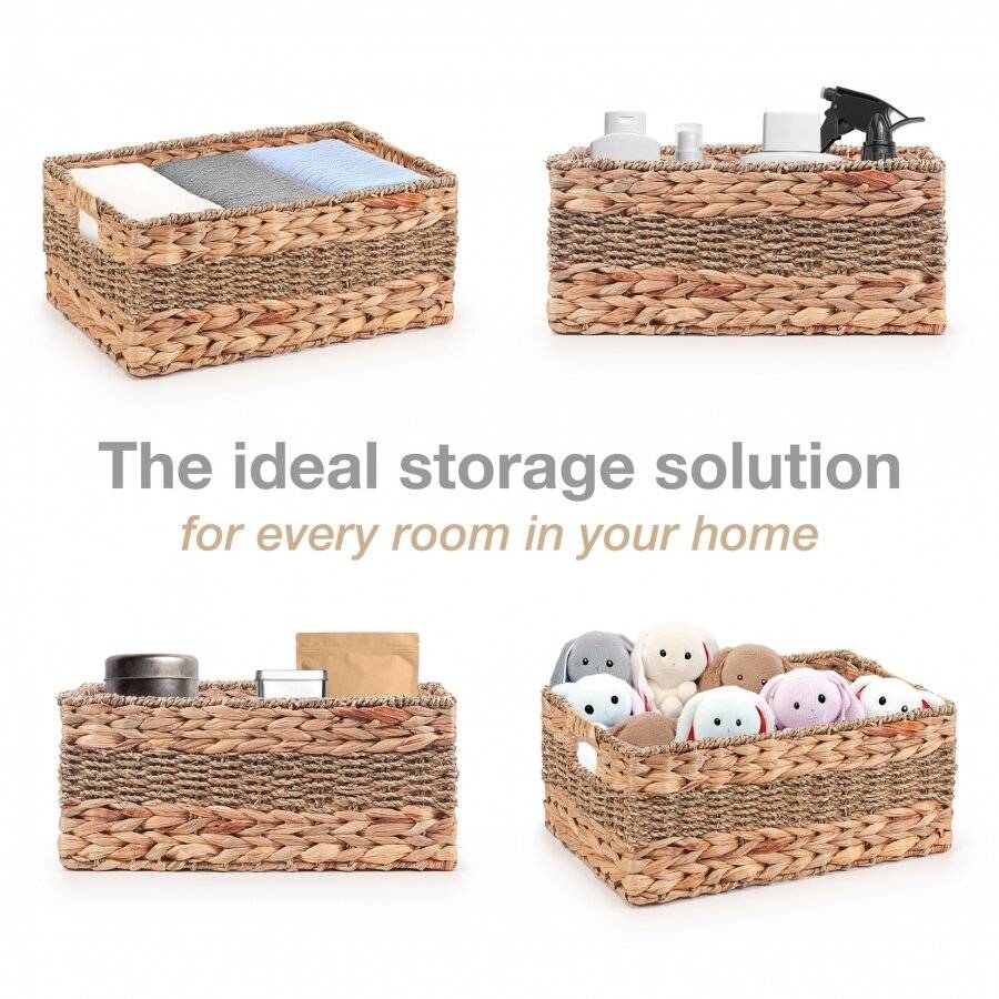 Woodluv Large Handwoven Seagrass & Water Hyacinth Storage Basket