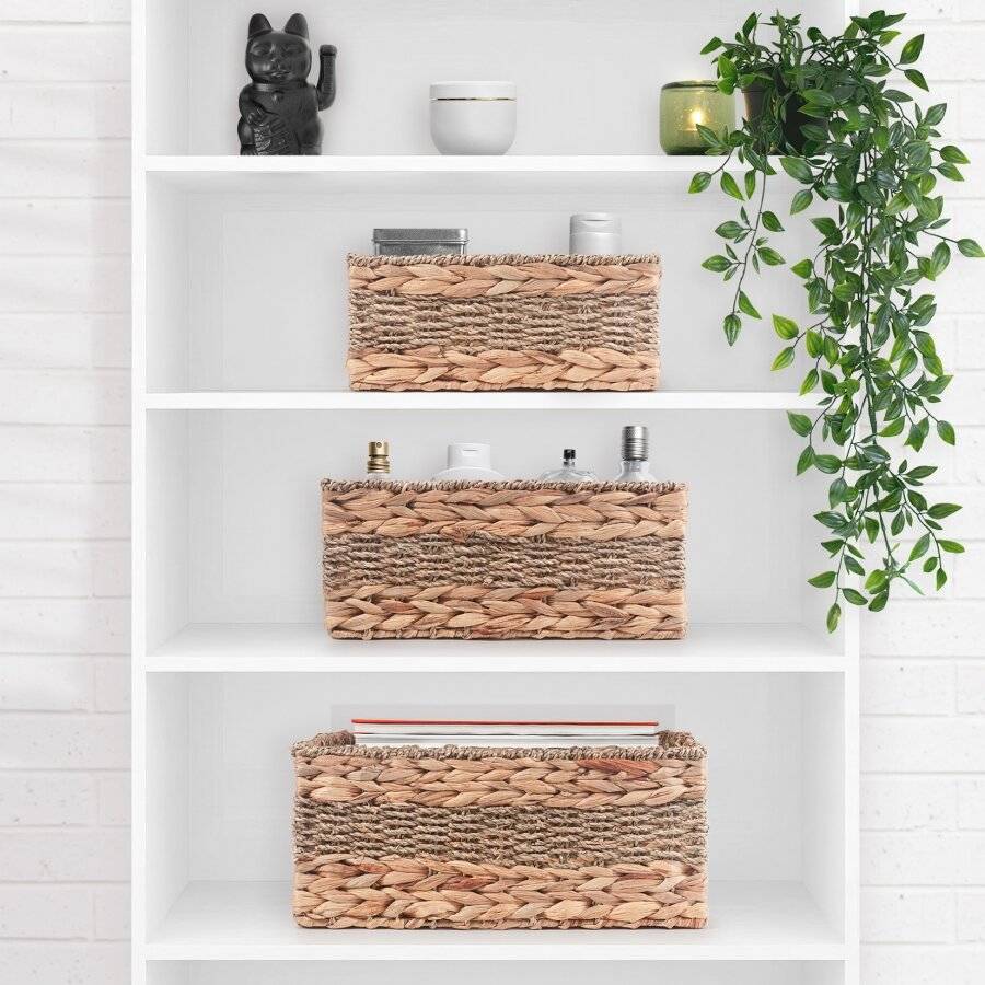 Woodluv Large Handwoven Seagrass & Water Hyacinth Storage Basket