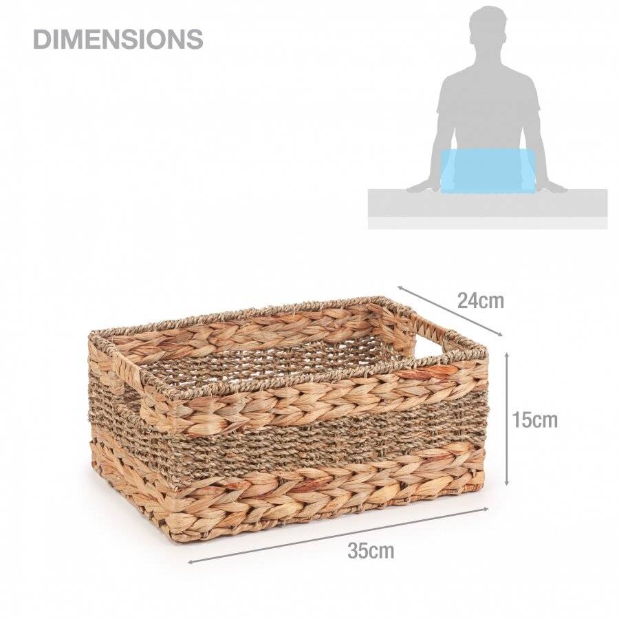 Woodluv Large Handwoven Seagrass & Water Hyacinth Storage Basket