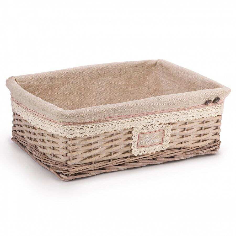 Woodluv Large Handwoven Wicker Storage Basket With Liner, Natural