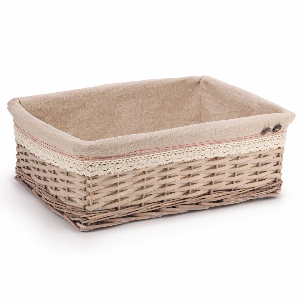 Woodluv Large Handwoven Wicker Storage Basket With Liner, Natural