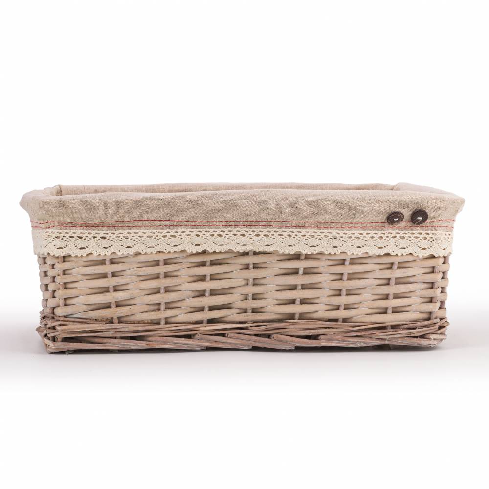 Woodluv Large Handwoven Wicker Storage Basket With Liner, Natural