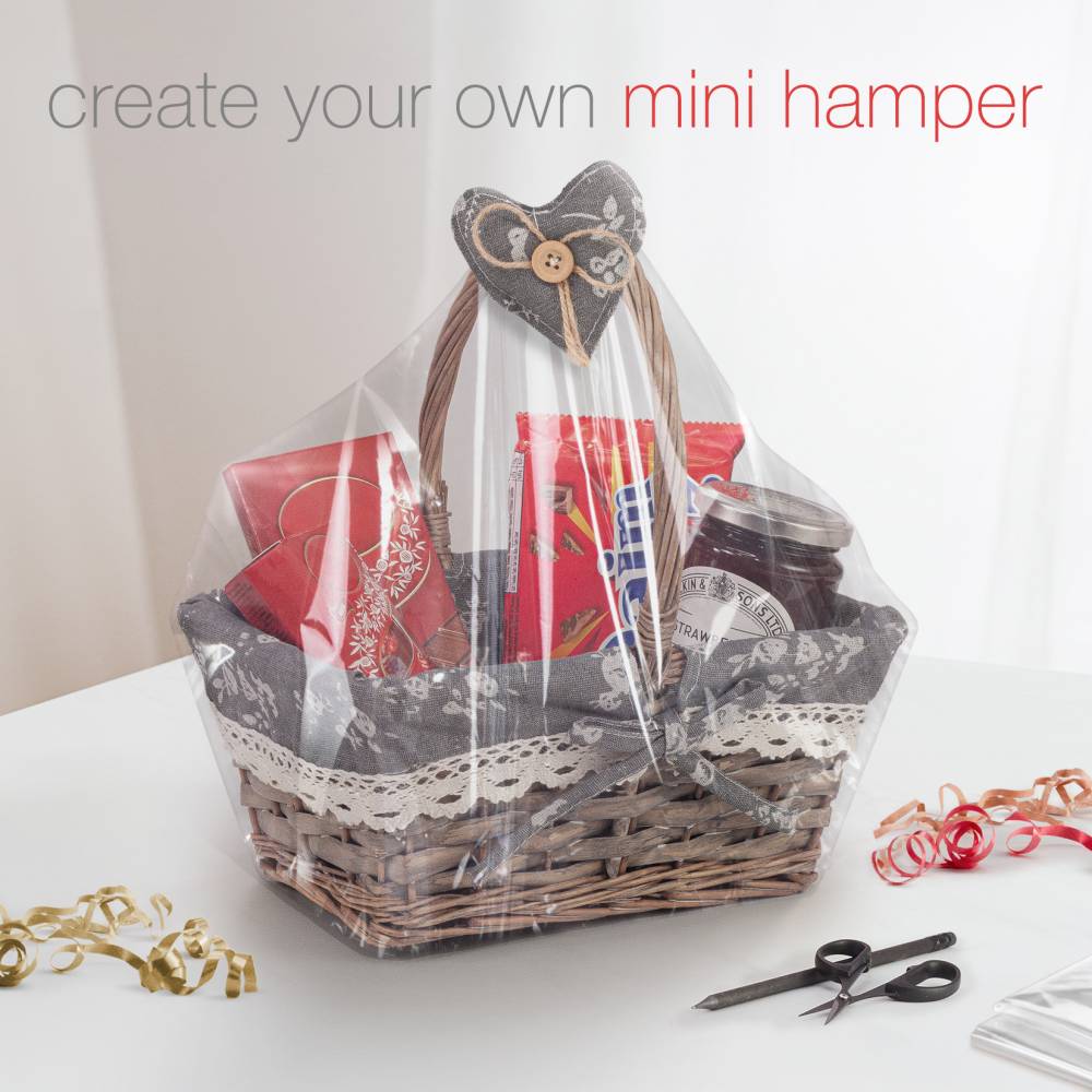 Woodluv Vintage Rectangular Lined Wicker Basket With Handles - Grey