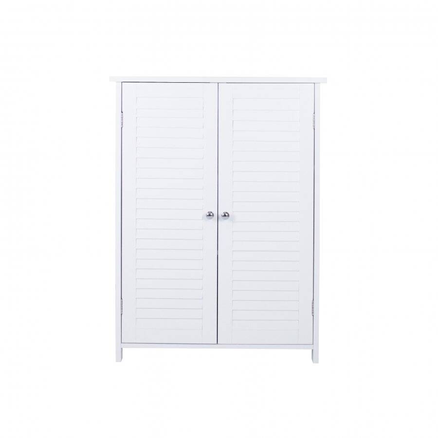 WoodLuv Louvered Freestanding MDF Storage Cabinet - White