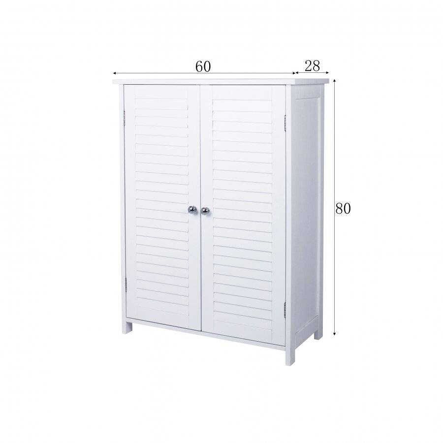 WoodLuv Louvered Freestanding MDF Storage Cabinet - White