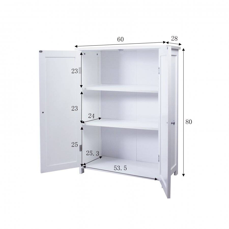 WoodLuv Louvered Freestanding MDF Storage Cabinet - White
