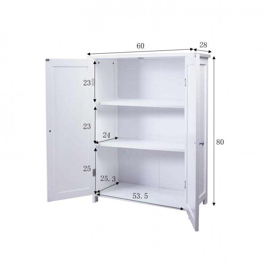 WoodLuv Louvered Freestanding MDF Storage Cabinet - White