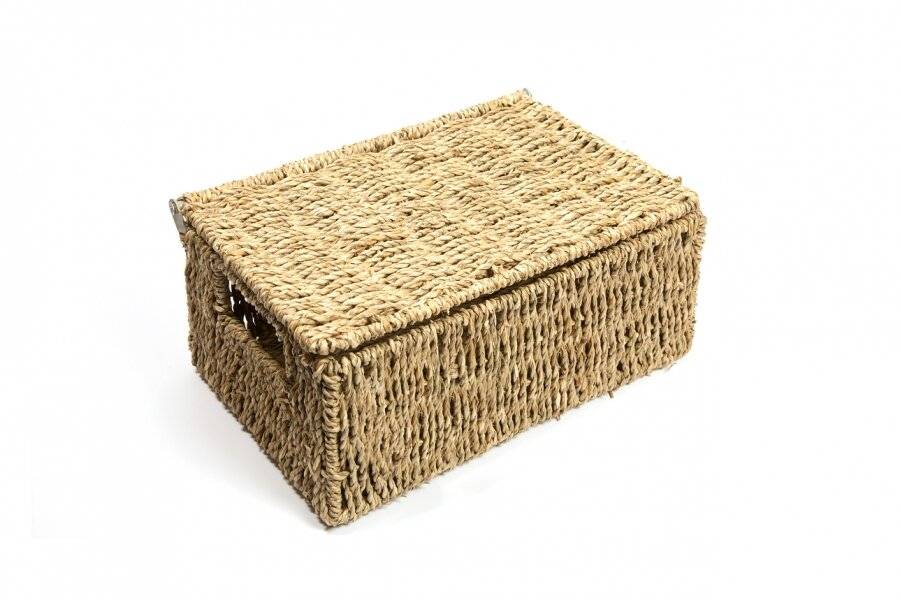Woodluv Luxurious Medium Seagrass Storage Basket With Lid
