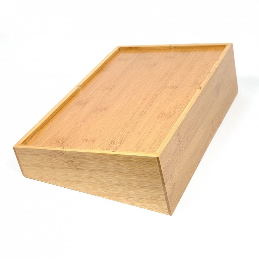 Woodluv Luxury 9 Section Bamboo Wood Desktop Stationery Organizer
