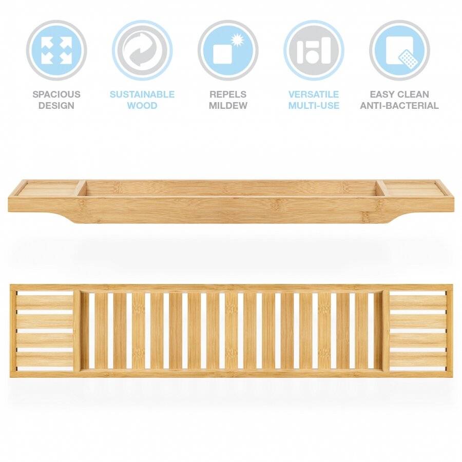 Woodluv Luxury Natural Bamboo Wood Bath Trays