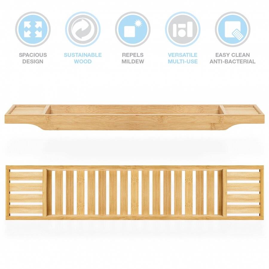 Woodluv Luxury Natural Bamboo Wood Bath Trays