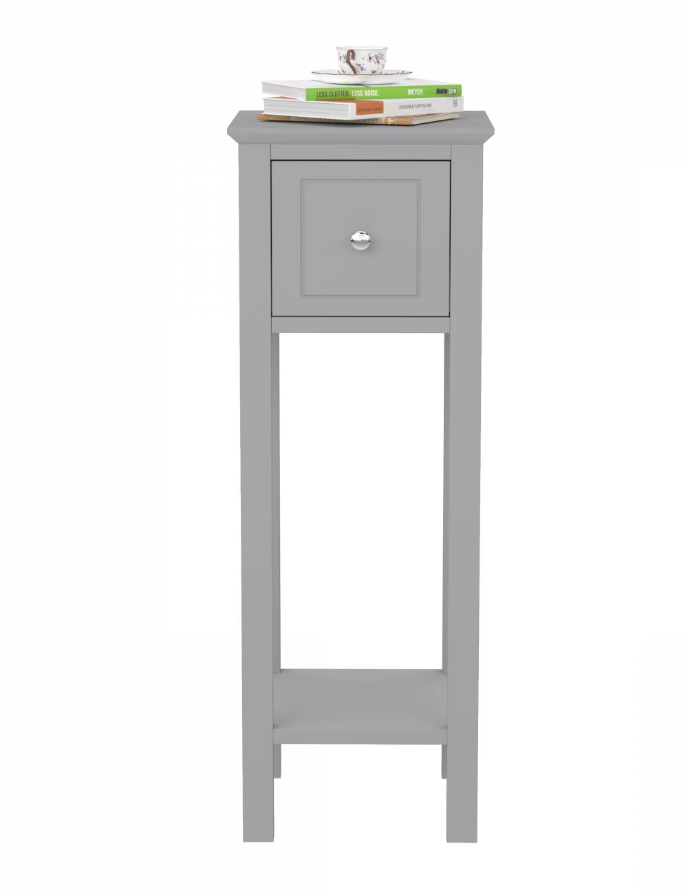 Woodluv MDF Bedside Free-Standing Storage Unit with Drawer, Grey