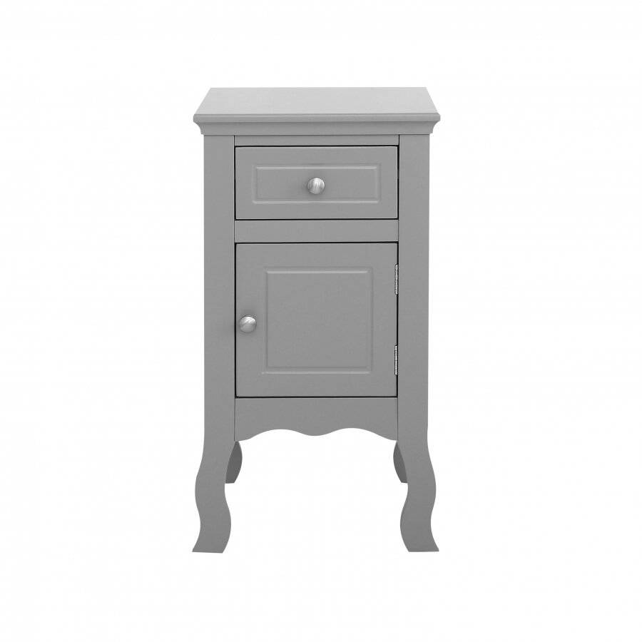 Woodluv MDF Bedside Storage Cabinet With a Drawer and Cupboard - Grey