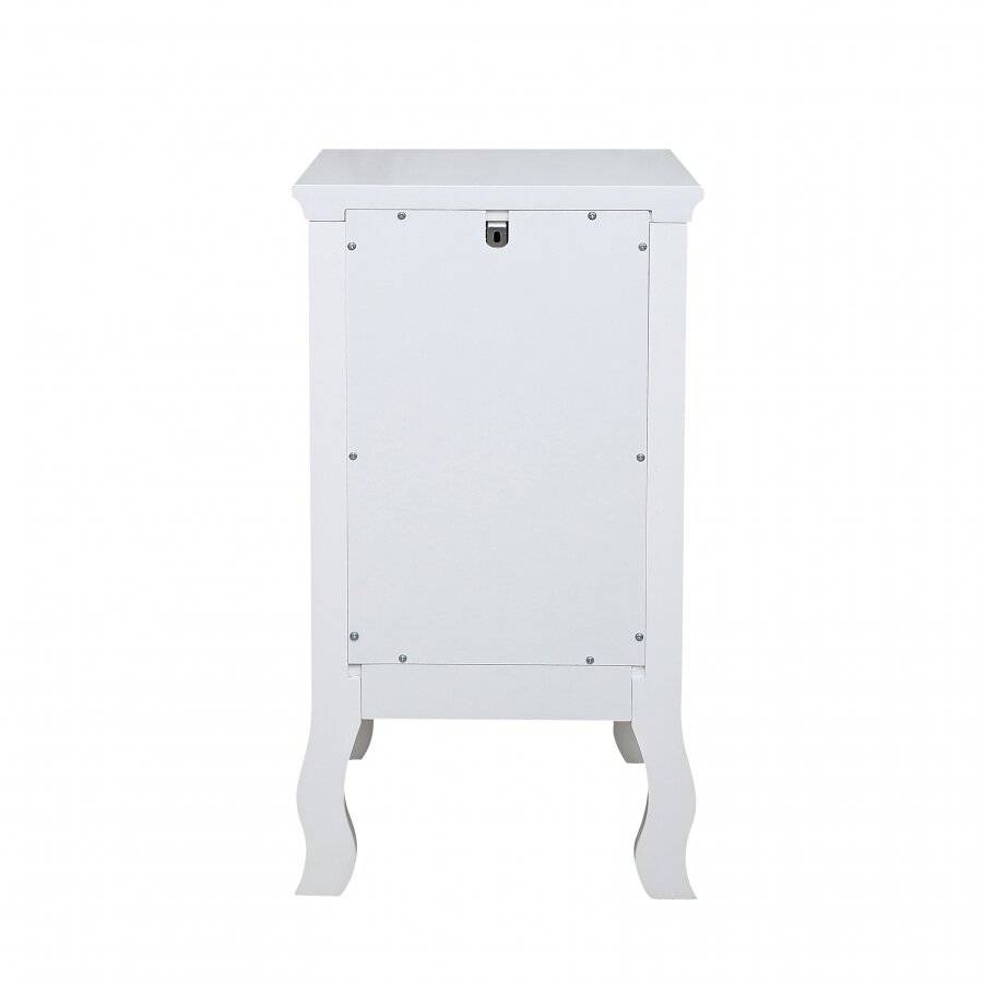 Woodluv MDF Bedside Storage Cabinet With a Drawer and Cupboard - White