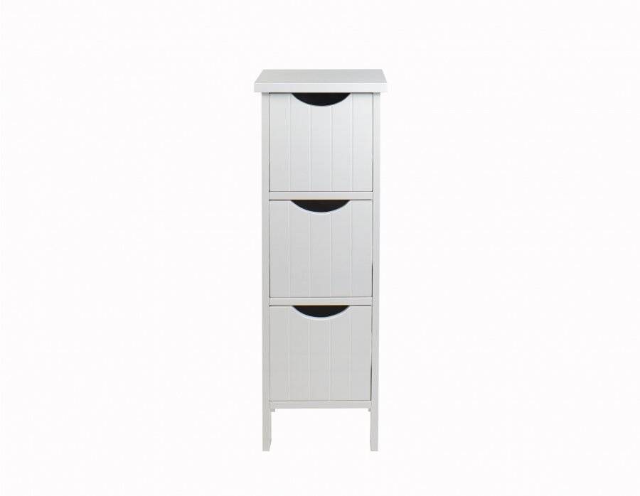 Woodluv MDF Freestanding Bathroom Storage Unit with 3 Drawers - White