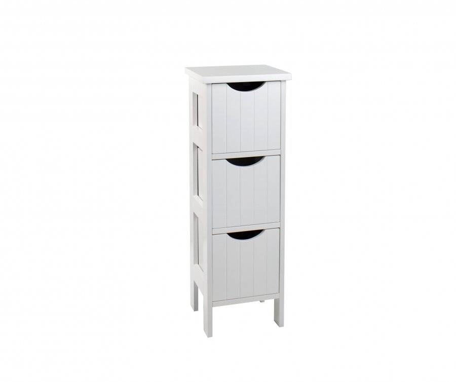 Woodluv MDF Freestanding Bathroom Storage Unit with 3 Drawers - White