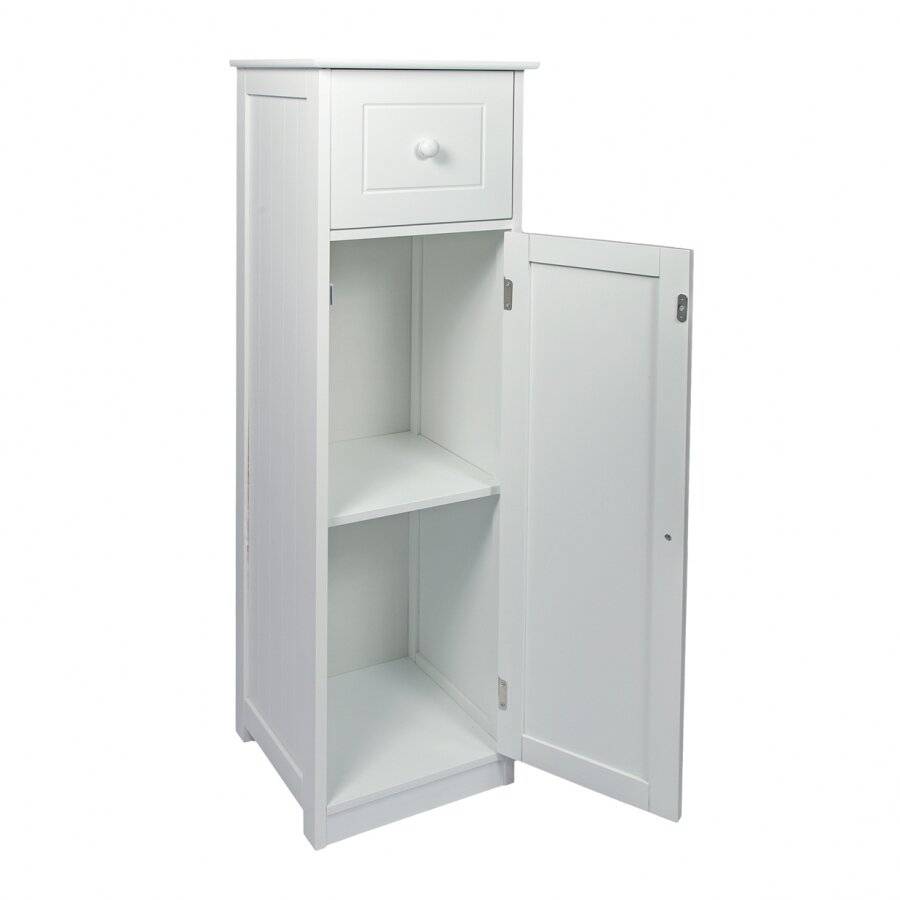 Woodluv MDF Free Standing Storage Tall Boy Cabinet - White