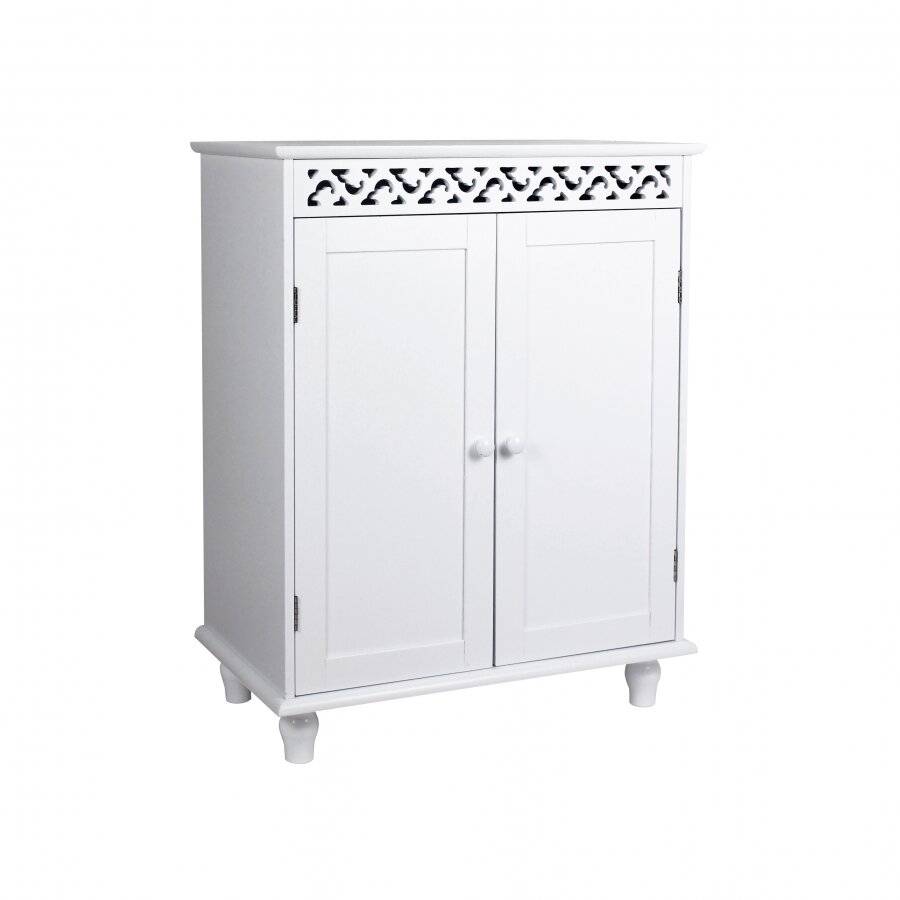 Woodluv MDF Fret Work Double Door Freestanding Storage Unit - White