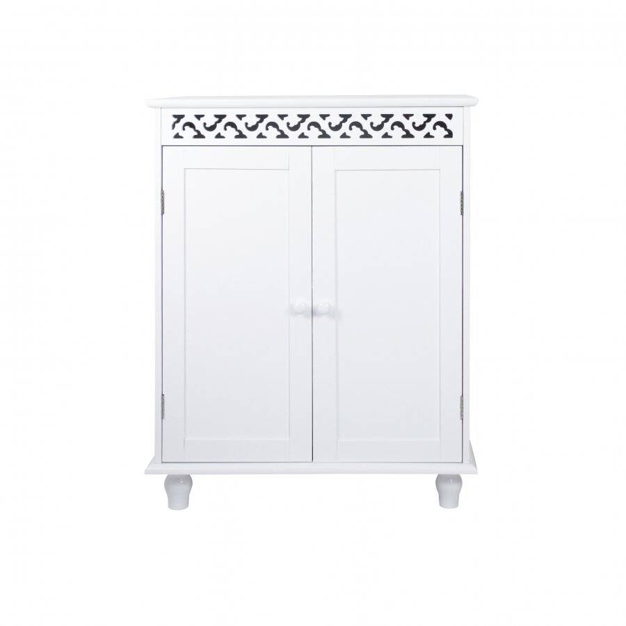 Woodluv MDF Fret Work Double Door Freestanding Storage Unit - White