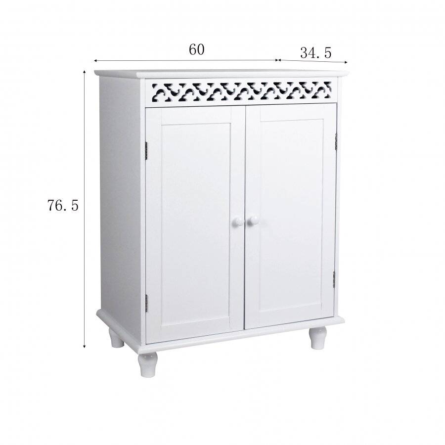 Woodluv MDF Fret Work Double Door Freestanding Storage Unit - White