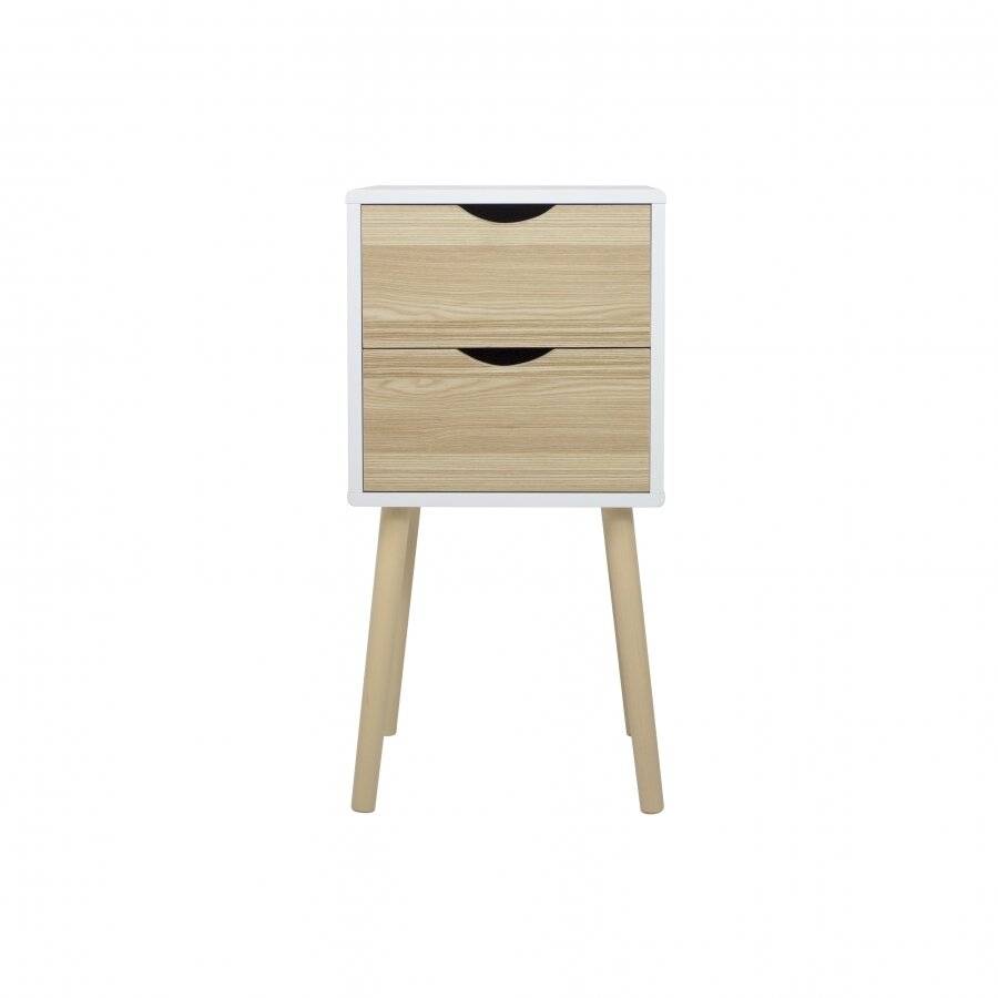 Woodluv MDF Modern 2 Drawer Bedside Table, Wood White