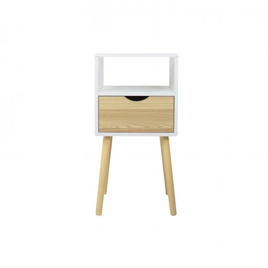 Woodluv MDF Modern Drawer Bedside Table, Wood White