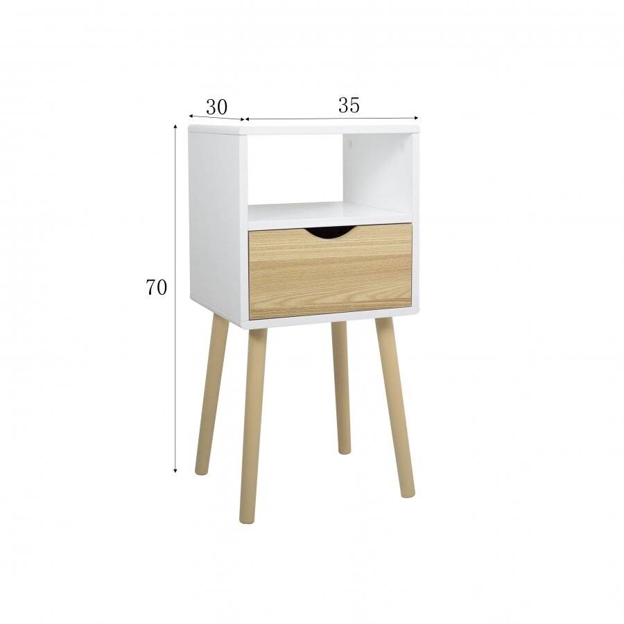Woodluv MDF Modern Drawer Bedside Table, Wood White