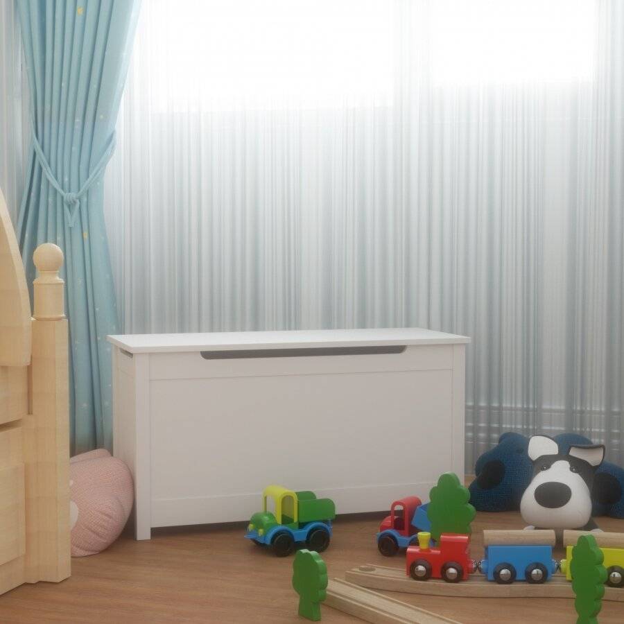 Woodluv MDF Storage Toy Chest For Bedroom,Bathroom,Hallway - White