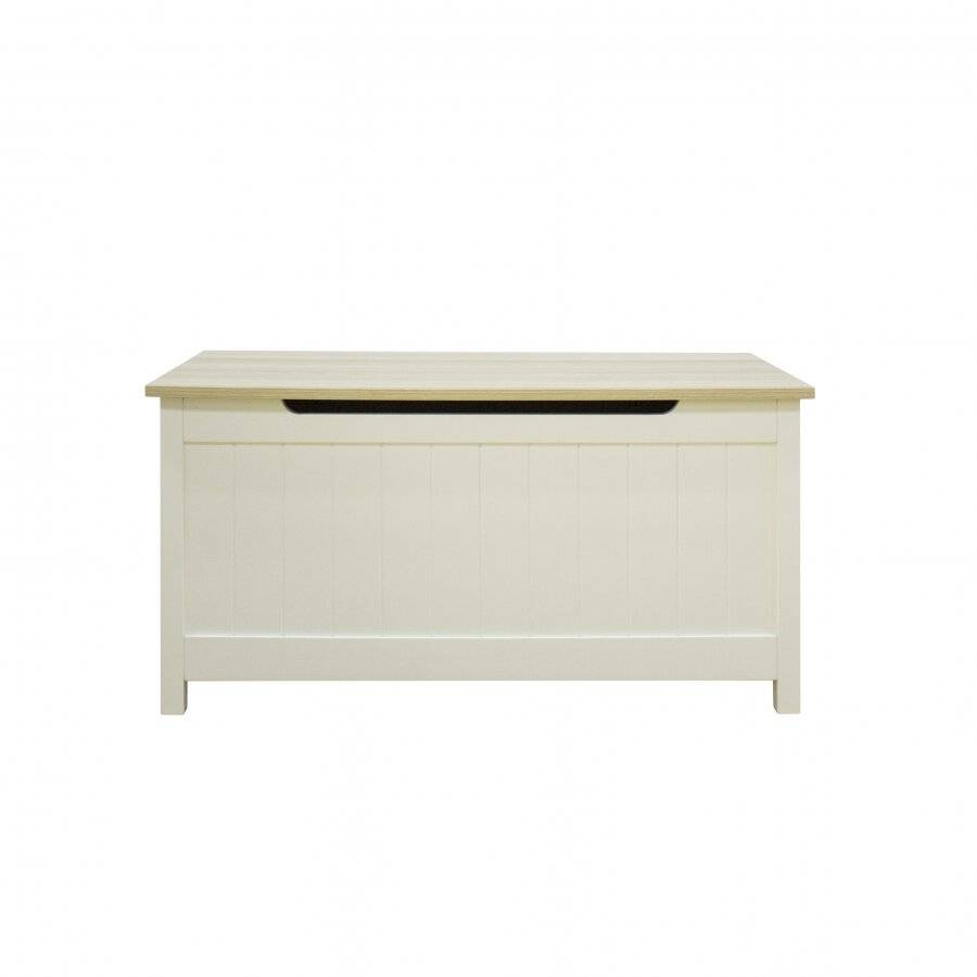 Woodluv MDF Wooden Ottoman Storage Toy Chest - Buttermilk