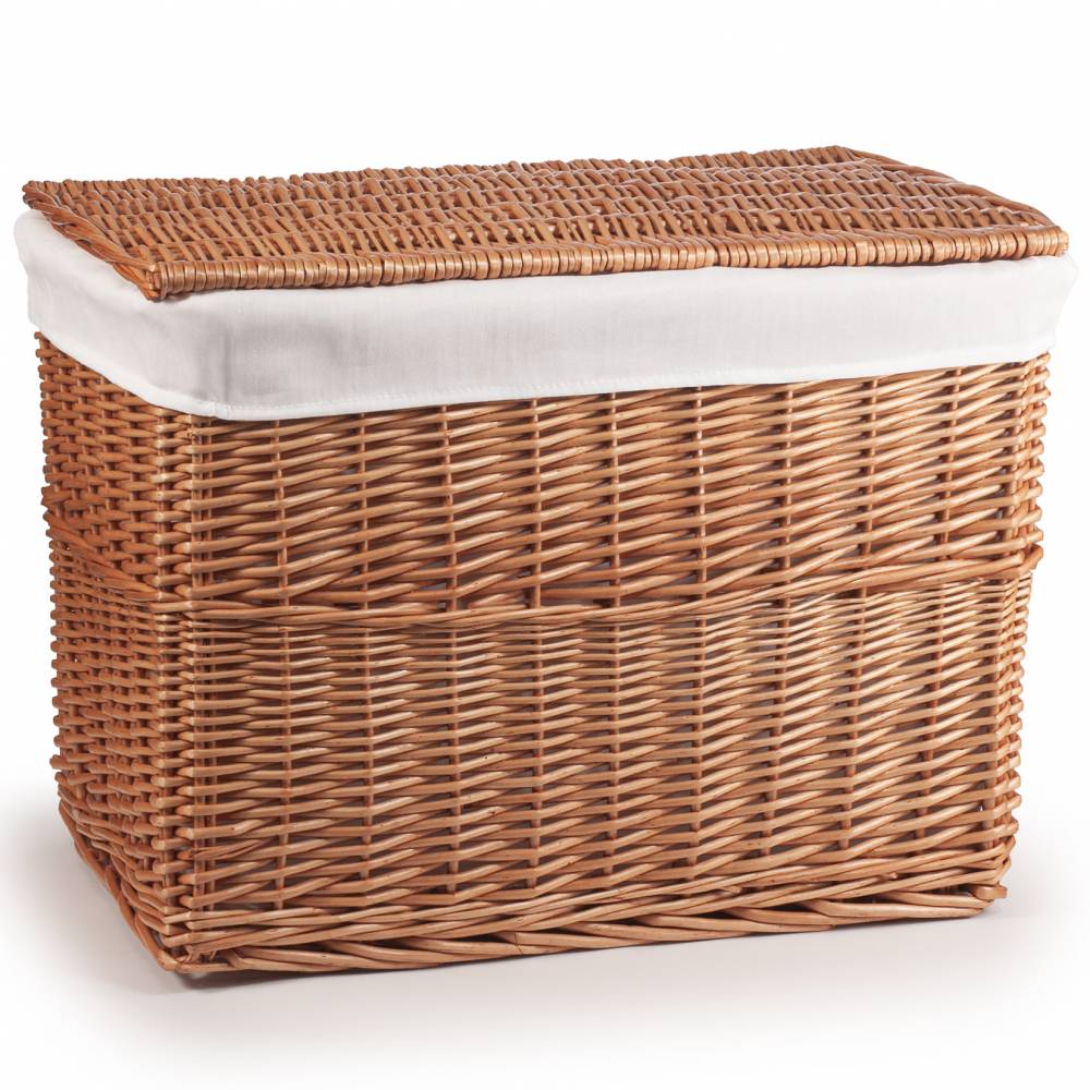 Woodluv Large Wicker Storage Trunk With Lid & Removable Lining, Brown