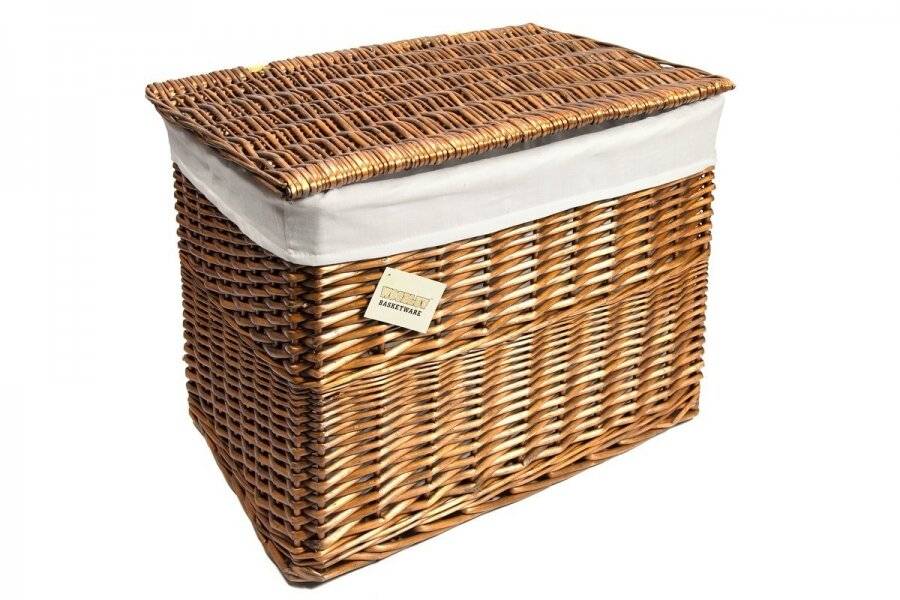 Woodluv Large Wicker Storage Trunk With Lid & Removable Lining, Brown