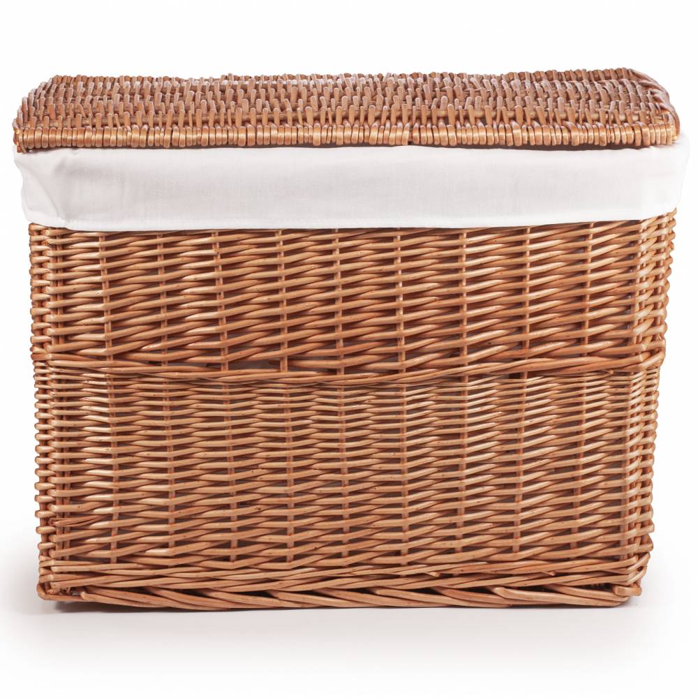 Woodluv Large Wicker Storage Trunk With Lid & Removable Lining, Brown