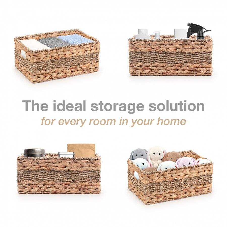 Woodluv Medium Handwoven Seagrass & Water Hyacinth Storage Basket