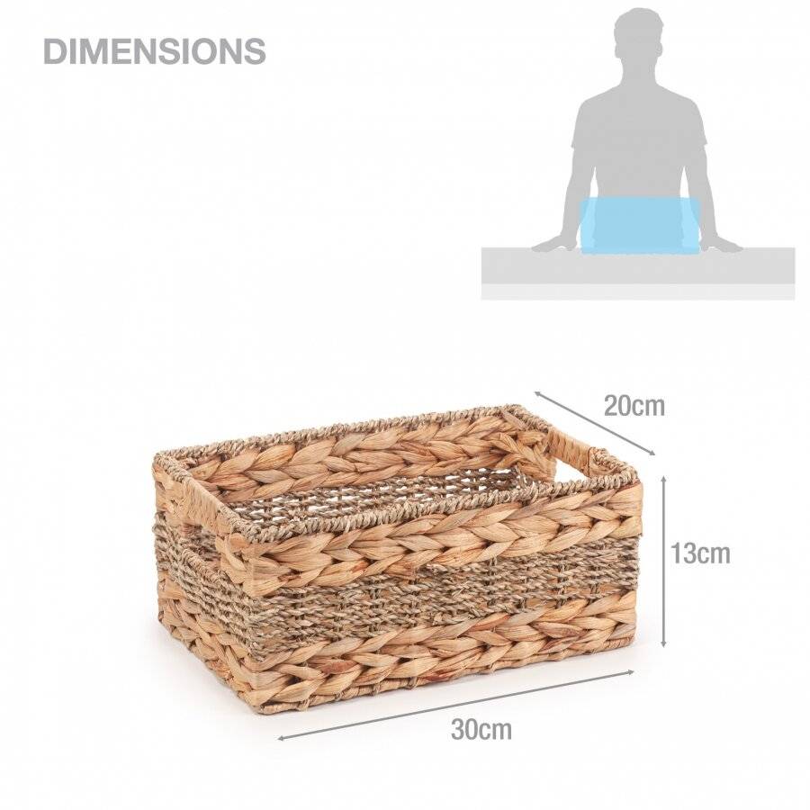 Woodluv Medium Handwoven Seagrass & Water Hyacinth Storage Basket