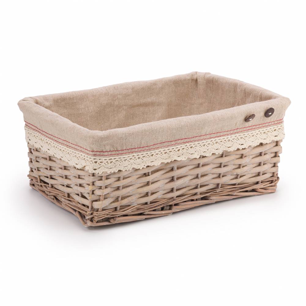 Woodluv Medium Handwoven Wicker Storage Basket With Liner, Natural