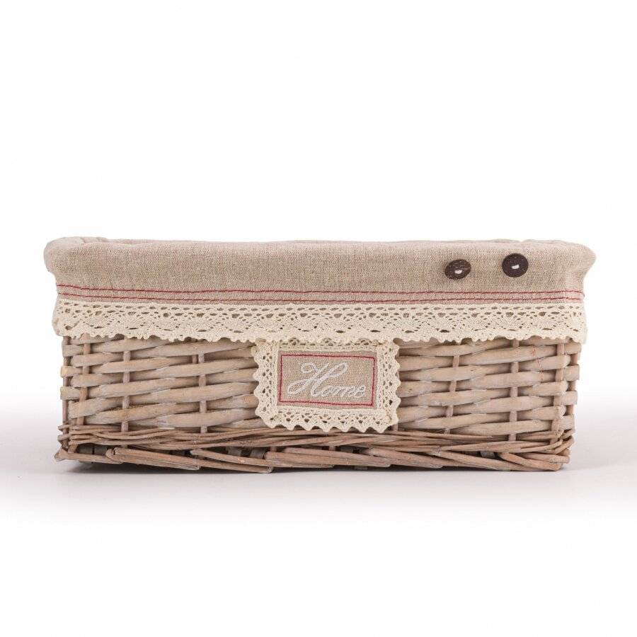 Woodluv Medium Handwoven Wicker Storage Basket With Liner, Natural