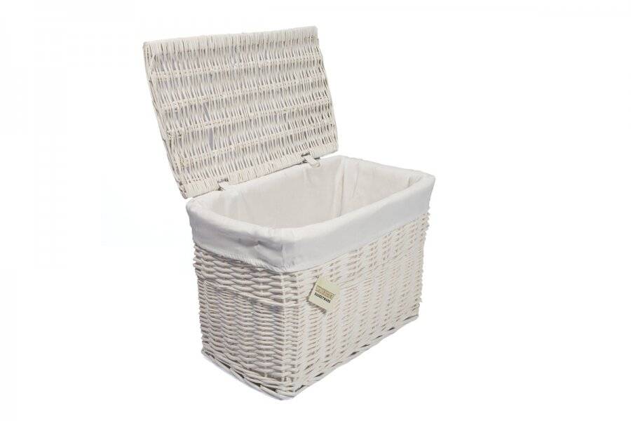 Woodluv Wicker Lined Storage Trunk With Lid, Medium - White