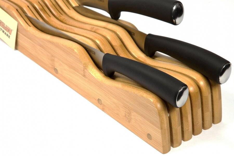 Woodluv Meritorious Bamboo In Drawer Knife Holder - Natural